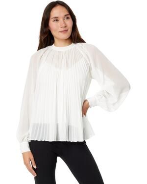 Ted Baker Macenzi Blouse Embellished Pleated Mock Neck Office Preppy Fall 2XL